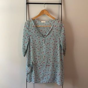 Blue Floral Pullover Tunic